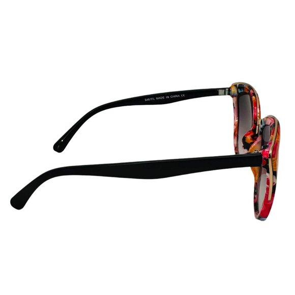 9087 | Pink/Black Floral Cateye Sunglasses - Picture 3 of 5